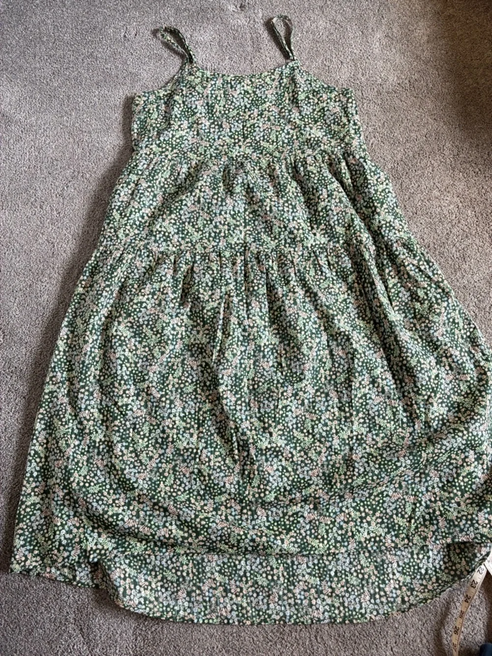 Green Floral Midi Sundress - Lightweight Women's dress- Carve Designs - Picture 7 of 11